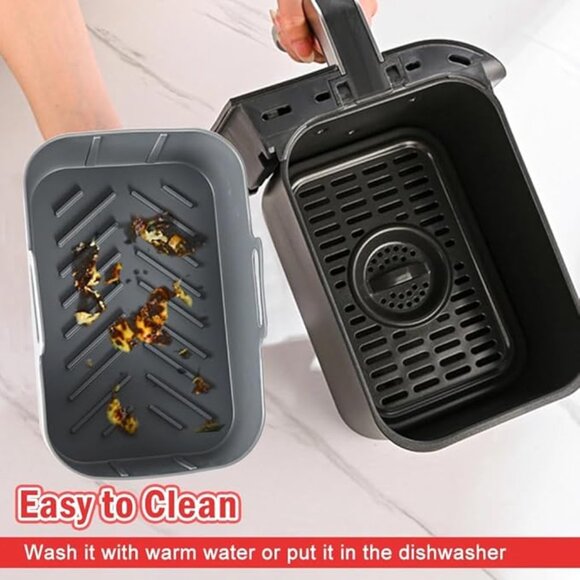 2/$14 💥🆕 Air Fryer Gray Reusable Rectangle Silicon Liners | 2 Pack | 4730 - Picture 4 of 6